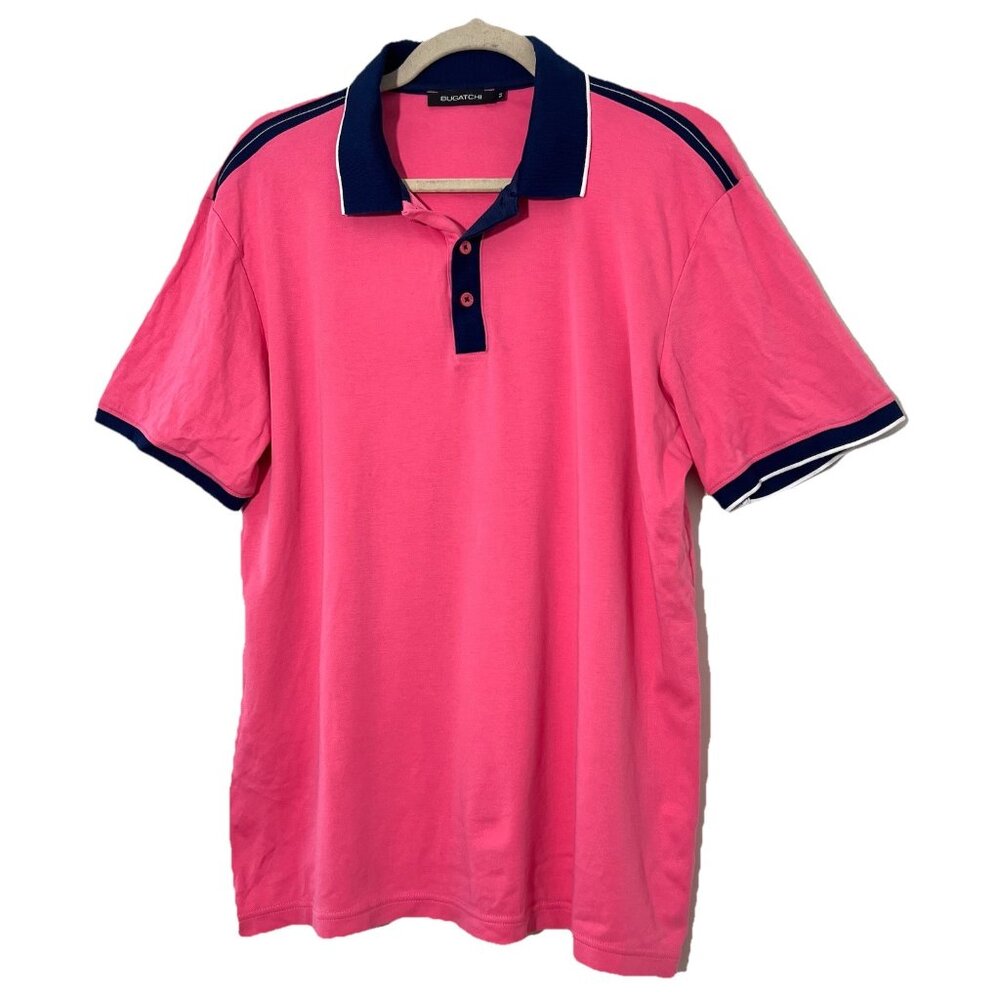 Bugatchi Polo Shirt Mens M Pink Pima Cotton Short Sleeve Luxury Preppy